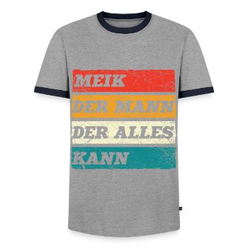 Meik Der Mann Der Alles Kann Vorname Meik - Männer Kontrast-T-Shirt - Grau/Navy  - Vorne - AI Model Female 172 light (172cm) & AI Model Male 178 light (178cm)