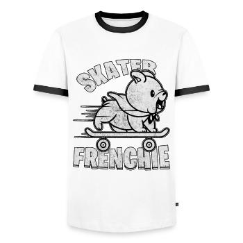 Skater frenchie - Männer Kontrast-T-Shirt - Weiß/Schwarz - Vorne - AI Model Female 172 light (172cm) & AI Model Male 178 dark (178cm)