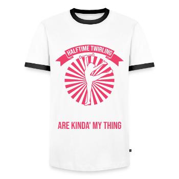 Baton Twirler Design Für Majorette Cheerleader - Men's Ringer Shirt - white/black - Front - AI Model Female 172 light (172cm) & AI Model Male 178 dark (178cm)