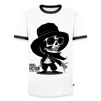 Totenkopf Skull Fiction Totenschädel - Männer Kontrast-T-Shirt - Weiß/Schwarz - Vorne - AI Model Female 172 light (172cm) & AI Model Male 178 dark (178cm)