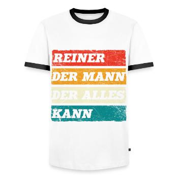 Reiner Der Mann Der Alles Kann Vorname Reiner - Männer Kontrast-T-Shirt - Weiß/Schwarz - Vorne - AI Model Female 172 light (172cm) & AI Model Male 178 dark (178cm)