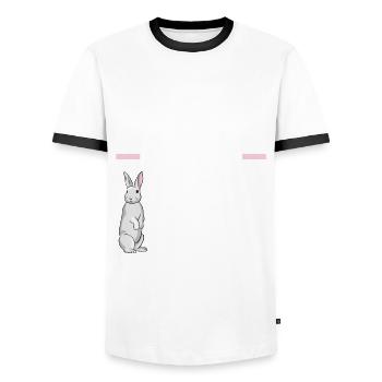 Nagetier Hase Kaninchen - Männer Kontrast-T-Shirt - Weiß/Schwarz - Vorne - AI Model Female 172 light (172cm) & AI Model Male 178 dark (178cm)