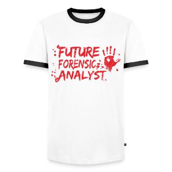 Criminalistique Criminalistique Criminalistique Science médico-légale - T-shirt contrasté Homme - blanc/noir - Devant - AI Model Female 172 light (172cm) & AI Model Male 178 dark (178cm)
