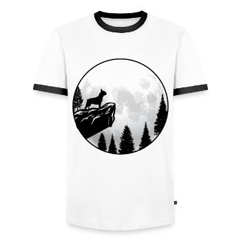 Bouledogue français - T-shirt contrasté Homme - blanc/noir - Devant - AI Model Female 172 light (172cm) & AI Model Male 178 dark (178cm)
