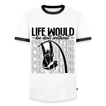 La vie serait terne en athlétisme perchiste - T-shirt contrasté Homme - blanc/noir - Devant - AI Model Female 172 light (172cm) & AI Model Male 178 dark (178cm)