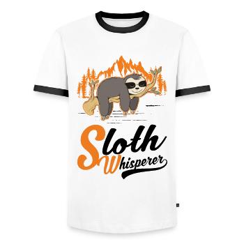 Faultier Flüsterer Sloth Whisperer - Men's Ringer Shirt - white/black - Front - AI Model Female 172 light (172cm) & AI Model Male 178 dark (178cm)