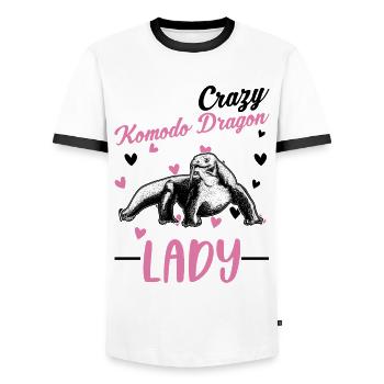 Verrückte Komodowaran Frau Komododrache - Männer Kontrast-T-Shirt - Weiß/Schwarz - Vorne - AI Model Female 172 light (172cm) & AI Model Male 178 dark (178cm)