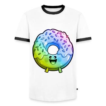 Donut Comic Coloré - T-shirt contrasté Homme - blanc/noir - Devant - AI Model Female 172 light (172cm) & AI Model Male 178 dark (178cm)