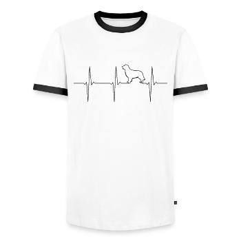 Golden Retriever EKG - Männer Kontrast-T-Shirt - Weiß/Schwarz - Vorne - AI Model Female 172 light (172cm) & AI Model Male 178 dark (178cm)