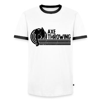 Axe Throwing Retro Double Ax Bullseye Axe Thrower - Männer Kontrast-T-Shirt - Weiß/Schwarz - Vorne - AI Model Female 172 light (172cm) & AI Model Male 178 dark (178cm)