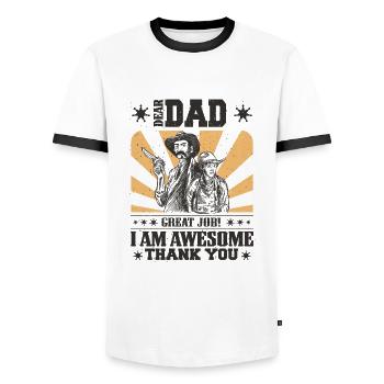 Best Dad, Father's Day and Birthday - Men's Ringer Shirt - white/black - Front - AI Model Female 172 light (172cm) & AI Model Male 178 dark (178cm)
