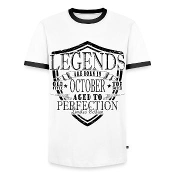 Legends October - Men's Ringer Shirt - white/black - Front - AI Model Female 172 light (172cm) & AI Model Male 178 dark (178cm)