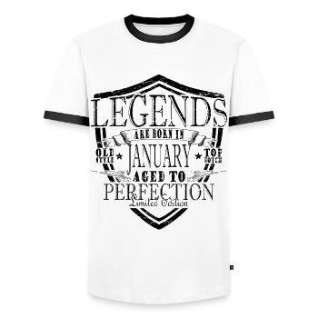 Légendes Janvier - T-shirt contrasté Homme - blanc/noir - Devant - AI Model Female 172 light (172cm) & AI Model Male 178 dark (178cm)