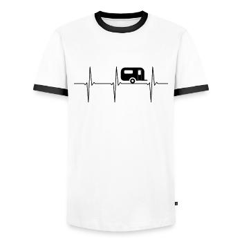 Caravan ECG heartbeat - Men's Ringer Shirt - white/black - Front - AI Model Female 172 light (172cm) & AI Model Male 178 dark (178cm)
