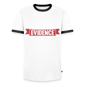 So much evidence, so little time - Men's Ringer Shirt - white/black - Front - AI Model Female 172 light (172cm) & AI Model Male 178 dark (178cm)