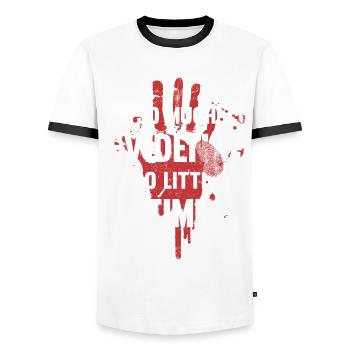 So much evidence, so little time - Men's Ringer Shirt - white/black - Front - AI Model Female 172 light (172cm) & AI Model Male 178 dark (178cm)