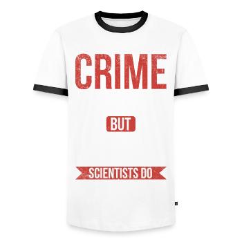 Crime doesn't pay, but forensic scientist - Men's Ringer Shirt - white/black - Front - AI Model Female 172 light (172cm) & AI Model Male 178 dark (178cm)