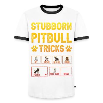 Astuces de pitbull tenaces - T-shirt contrasté Homme - blanc/noir - Devant - AI Model Female 172 light (172cm) & AI Model Male 178 dark (178cm)