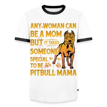 Maman Pitbull - T-shirt contrasté Homme - blanc/noir - Devant - AI Model Female 172 light (172cm) & AI Model Male 178 dark (178cm)