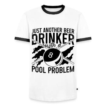 Juste un autre buveur de bière Cue Stick Pool Player - T-shirt contrasté Homme - blanc/noir - Devant - AI Model Female 172 light (172cm) & AI Model Male 178 dark (178cm)
