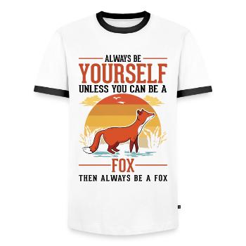 Always be yourself Fox Fuchs - Men's Ringer Shirt - white/black - Front - AI Model Female 172 light (172cm) & AI Model Male 178 dark (178cm)