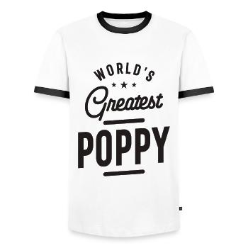 Die größte Mohnblume der Welt - Papa und Opa lustig - Männer Kontrast-T-Shirt - Weiß/Schwarz - Vorne - AI Model Female 172 light (172cm) & AI Model Male 178 dark (178cm)