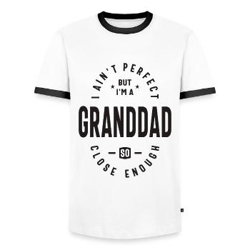 Großvater - Unvollkommen perfekter Vater - Männer Kontrast-T-Shirt - Weiß/Schwarz - Vorne - AI Model Female 172 light (172cm) & AI Model Male 178 dark (178cm)