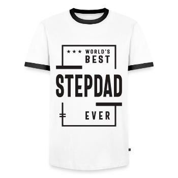 World's Best Step Dad Ever - Dad Grandpa Funny - Men's Ringer Shirt - white/black - Front - AI Model Female 172 light (172cm) & AI Model Male 178 dark (178cm)