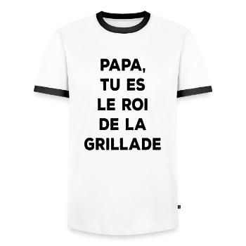 Papa Tu Es Le Roi De La Grillade - T-shirt contrasté Homme - blanc/noir - Devant - AI Model Female 172 light (172cm) & AI Model Male 178 dark (178cm)