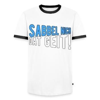 Sabbel nich dat geit - Männer Kontrast-T-Shirt - Weiß/Schwarz - Vorne - AI Model Female 172 light (172cm) & AI Model Male 178 dark (178cm)