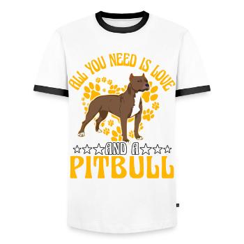 All you need is love and a Pitbull - Männer Kontrast-T-Shirt - Weiß/Schwarz - Vorne - AI Model Female 172 light (172cm) & AI Model Male 178 dark (178cm)