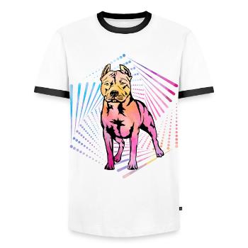 Pitbull Rétro - T-shirt contrasté Homme - blanc/noir - Devant - AI Model Female 172 light (172cm) & AI Model Male 178 dark (178cm)