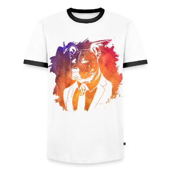 Pitbull - T-shirt contrasté Homme - blanc/noir - Devant - AI Model Female 172 light (172cm) & AI Model Male 178 dark (178cm)