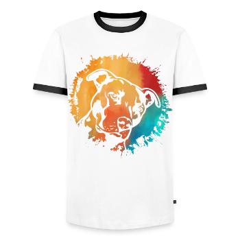 Pitbull - T-shirt contrasté Homme - blanc/noir - Devant - AI Model Female 172 light (172cm) & AI Model Male 178 dark (178cm)