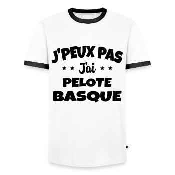 je peux pas j'ai Pelote basque - T-shirt contrasté Homme - blanc/noir - Devant - AI Model Female 172 light (172cm) & AI Model Male 178 dark (178cm)