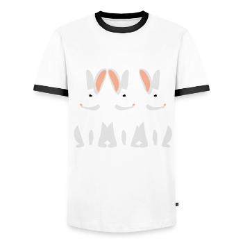 Lapin Lapin Lapin Lapin - T-shirt contrasté Homme - blanc/noir - Devant - AI Model Female 172 light (172cm) & AI Model Male 178 dark (178cm)