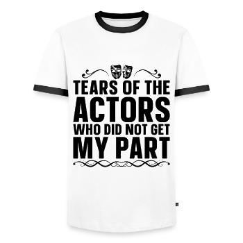 Tears Of The Actors Musical Drama Theatre Actor - Men's Ringer Shirt - white/black - Front - AI Model Female 172 light (172cm) & AI Model Male 178 dark (178cm)