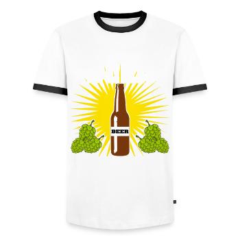 Beer is my Religion - Men's Ringer Shirt - white/black - Front - AI Model Female 172 light (172cm) & AI Model Male 178 dark (178cm)