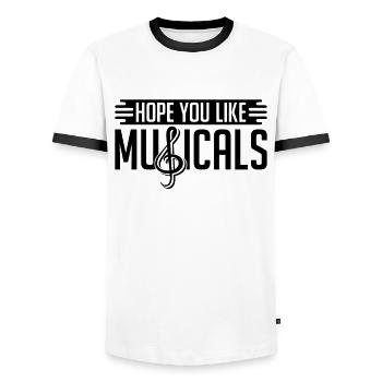 Hope You Like Musicals Movie Drama Theatre Actor - Men's Ringer Shirt - white/black - Front - AI Model Female 172 light (172cm) & AI Model Male 178 dark (178cm)