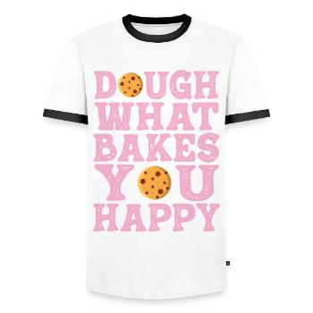 Dough What Bakes You Happy Bäckerei - Männer Kontrast-T-Shirt - Weiß/Schwarz - Vorne - AI Model Female 172 light (172cm) & AI Model Male 178 dark (178cm)