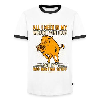 Wild boar Wild boar hunting Wild boar hunters - Men's Ringer Shirt - white/black - Front - AI Model Female 172 light (172cm) & AI Model Male 178 dark (178cm)
