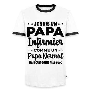Homme Papa Infirmier Cool Humour Cadeau - T-shirt contrasté Homme - blanc/noir - Devant - AI Model Female 172 light (172cm) & AI Model Male 178 dark (178cm)