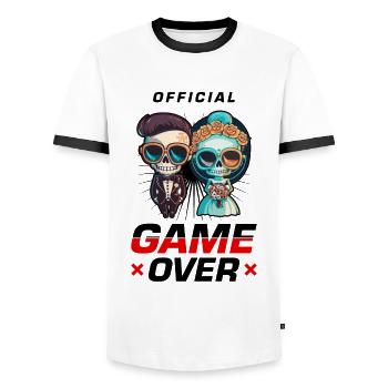 Wedding Couple Game Over Bridal Couple Jga - Men's Ringer Shirt - white/black - Front - AI Model Female 172 light (172cm) & AI Model Male 178 dark (178cm)