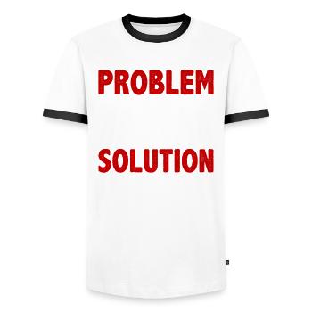 Solution au problème du film grand écran en boîte de lettres - T-shirt contrasté Homme - blanc/noir - Devant - AI Model Female 172 light (172cm) & AI Model Male 178 dark (178cm)