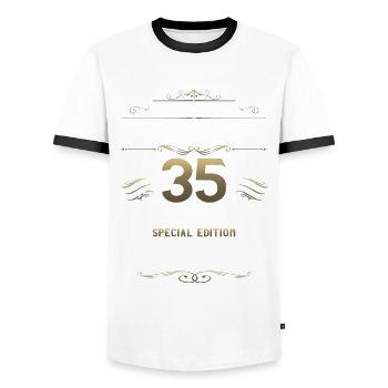 35. Geburtstag Mann Oldtimer Jahrgang 1988 - Männer Kontrast-T-Shirt - Weiß/Schwarz - Vorne - AI Model Female 172 light (172cm) & AI Model Male 178 dark (178cm)