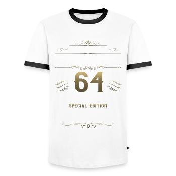 64. Geburtstag Mann Oldtimer Jahrgang 1959 - Männer Kontrast-T-Shirt - Weiß/Schwarz - Vorne - AI Model Female 172 light (172cm) & AI Model Male 178 dark (178cm)
