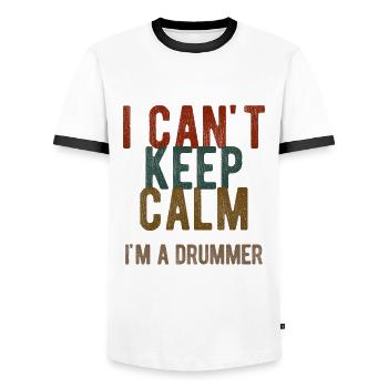 Schlagzeug Spieler Drummer - Männer Kontrast-T-Shirt - Weiß/Schwarz - Vorne - AI Model Female 172 light (172cm) & AI Model Male 178 dark (178cm)
