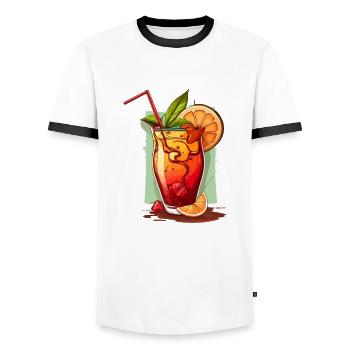 Cocktail - Men's Ringer Shirt - white/black - Front - AI Model Female 172 light (172cm) & AI Model Male 178 dark (178cm)