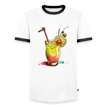 Cocktail - Men's Ringer Shirt - white/black - Front - AI Model Female 172 light (172cm) & AI Model Male 178 dark (178cm)