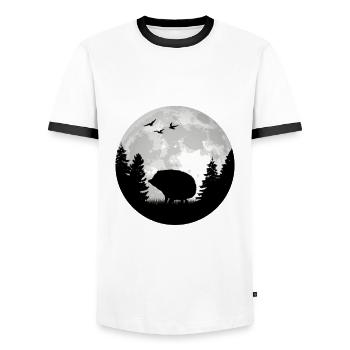 Hedgehog Moon Spine Ligel - Men's Ringer Shirt - white/black - Front - AI Model Female 172 light (172cm) & AI Model Male 178 dark (178cm)